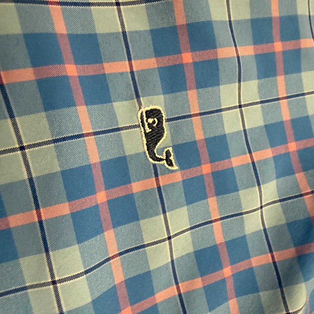 Vineyard Vines Performance Button Down Shirt Mens XL Blue Plaid Stretch Whale - Picture 6 of 6